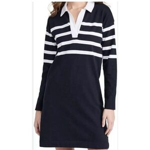 Faherty Navy and White Striped Polo Dress
